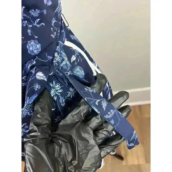 Anthropologie Greylin Wrap Midi Dress Ruffles Sleeveless Tie Blue Women's S - Picture 9 of 12